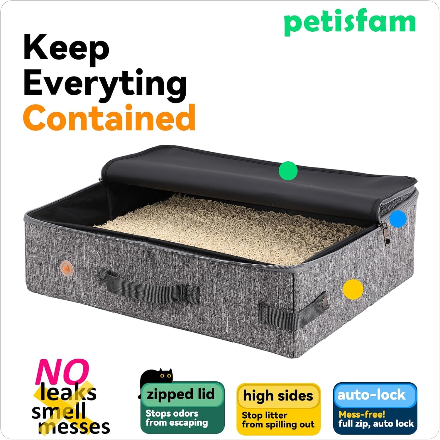 Portable Cat Travel Litter Box - Leak-Proof, Odor-Free, and Convenient for Road Trips and Travel by Car or Airplane