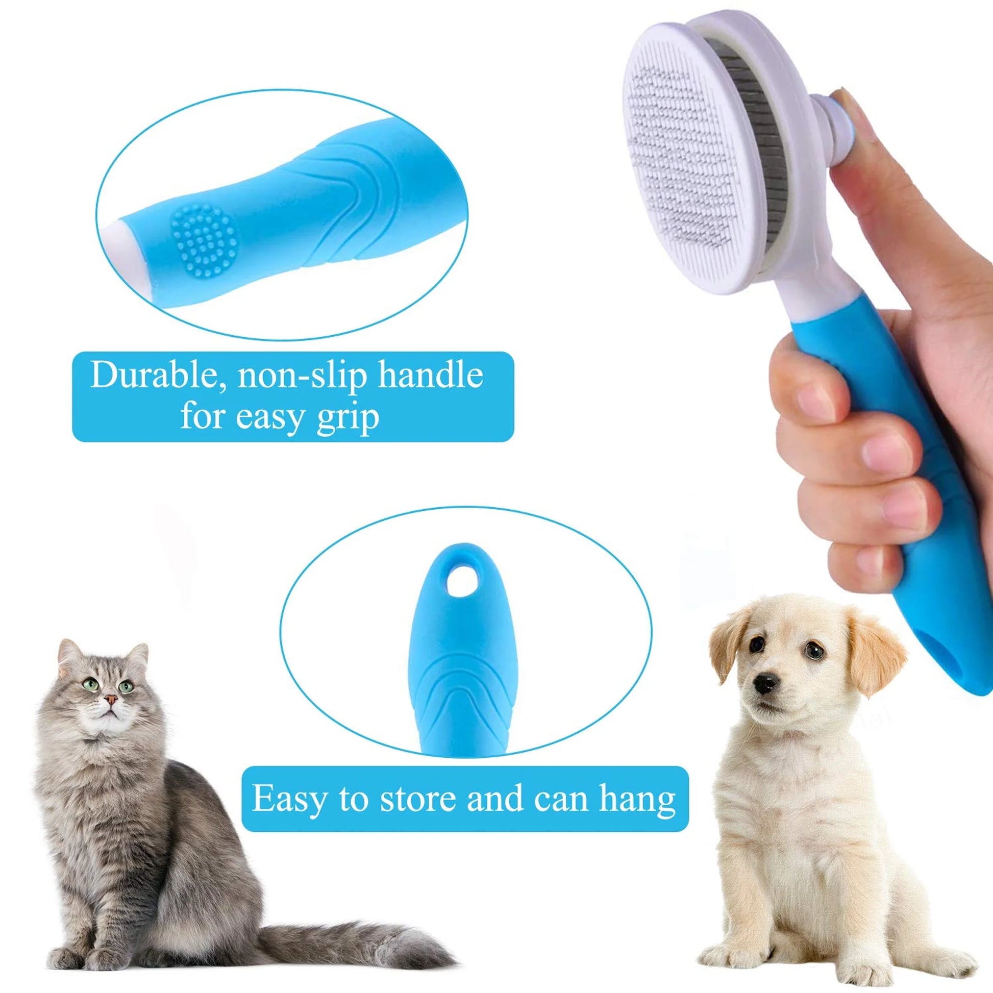 Self-Cleaning Deshedding Tool for Cats and Dogs - Effective Undercoat, Mat, Knot, and Flake Removal for All Hair Lengths