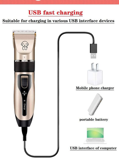 Rechargeable Cordless Pet Grooming Clippers with Low Noise Technology and Scissor Comb for Dogs and Cats