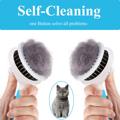 Self-Cleaning Deshedding Tool for Cats and Dogs - Effective Undercoat, Mat, Knot, and Flake Removal for All Hair Lengths