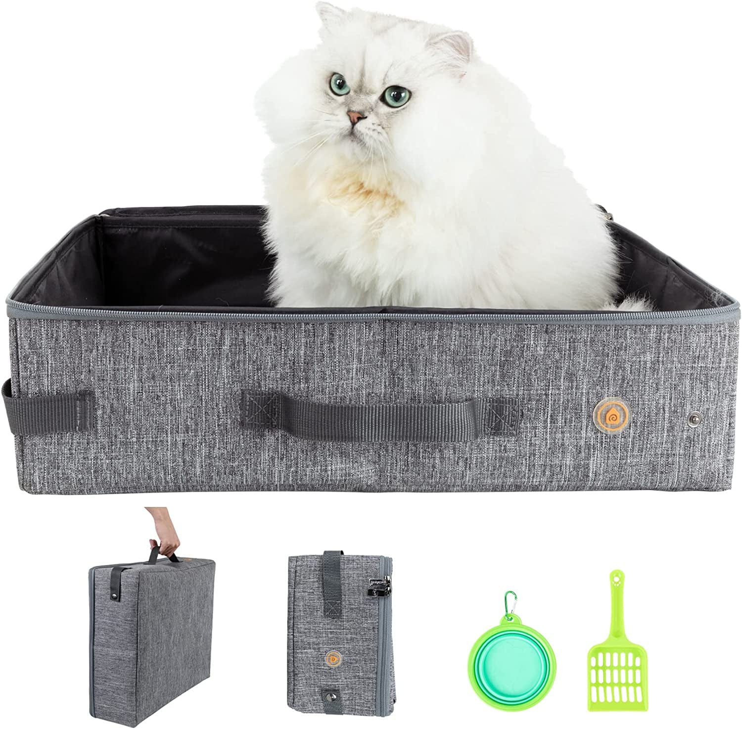 Portable Cat Travel Litter Box - Leak-Proof, Odor-Free, and Convenient for Road Trips and Travel by Car or Airplane