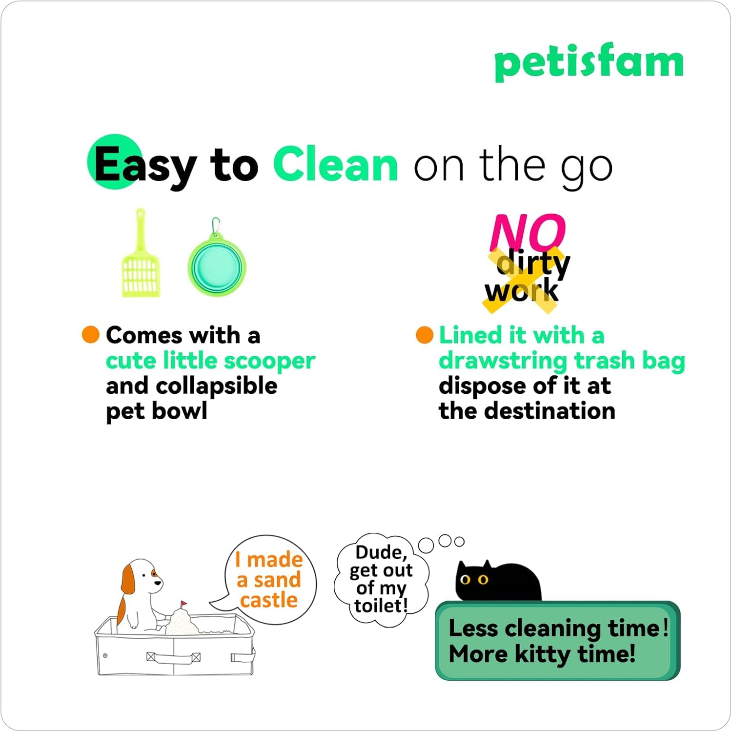 Portable Cat Travel Litter Box - Leak-Proof, Odor-Free, and Convenient for Road Trips and Travel by Car or Airplane