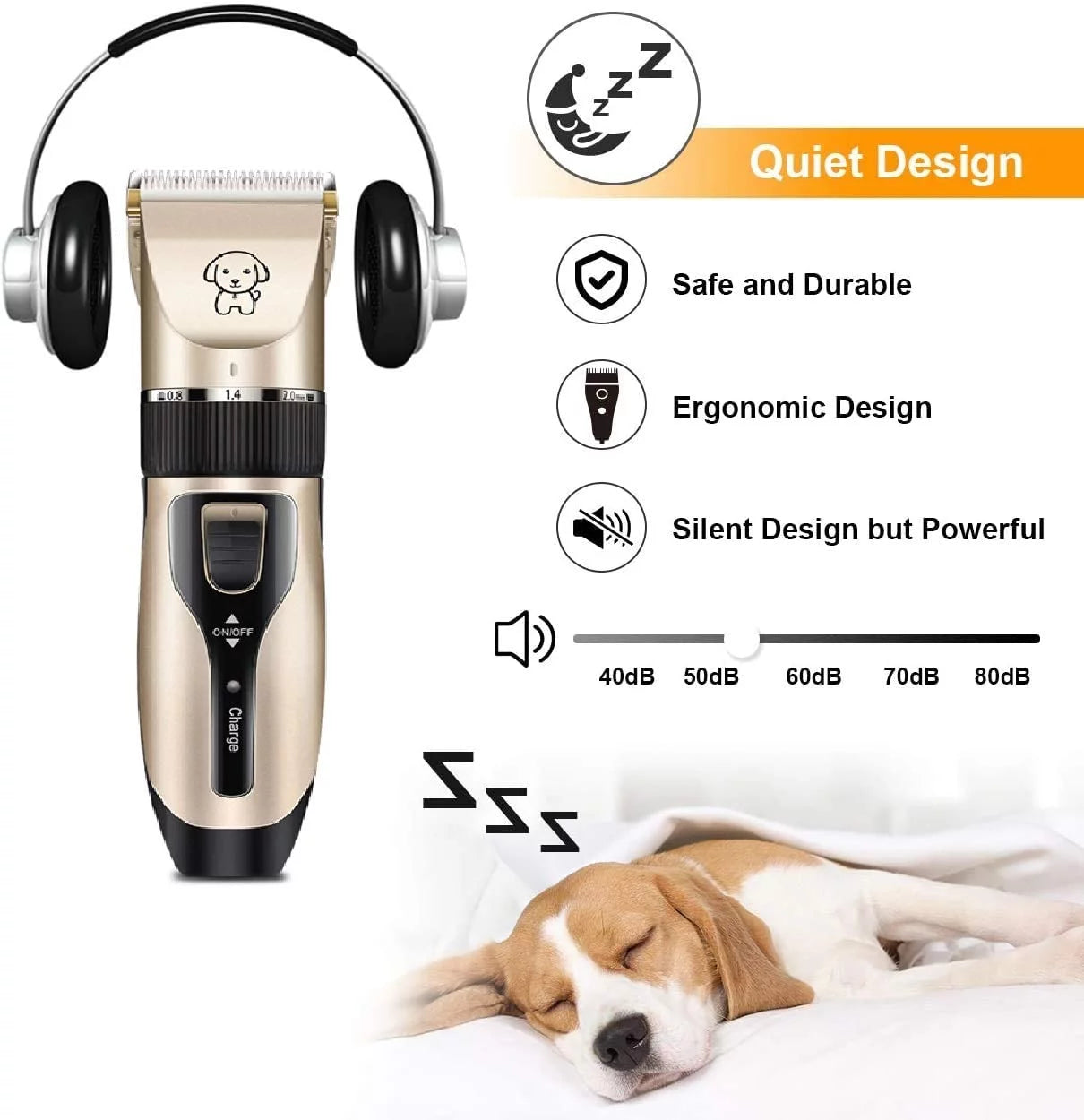 Rechargeable Cordless Pet Grooming Clippers with Low Noise Technology and Scissor Comb for Dogs and Cats