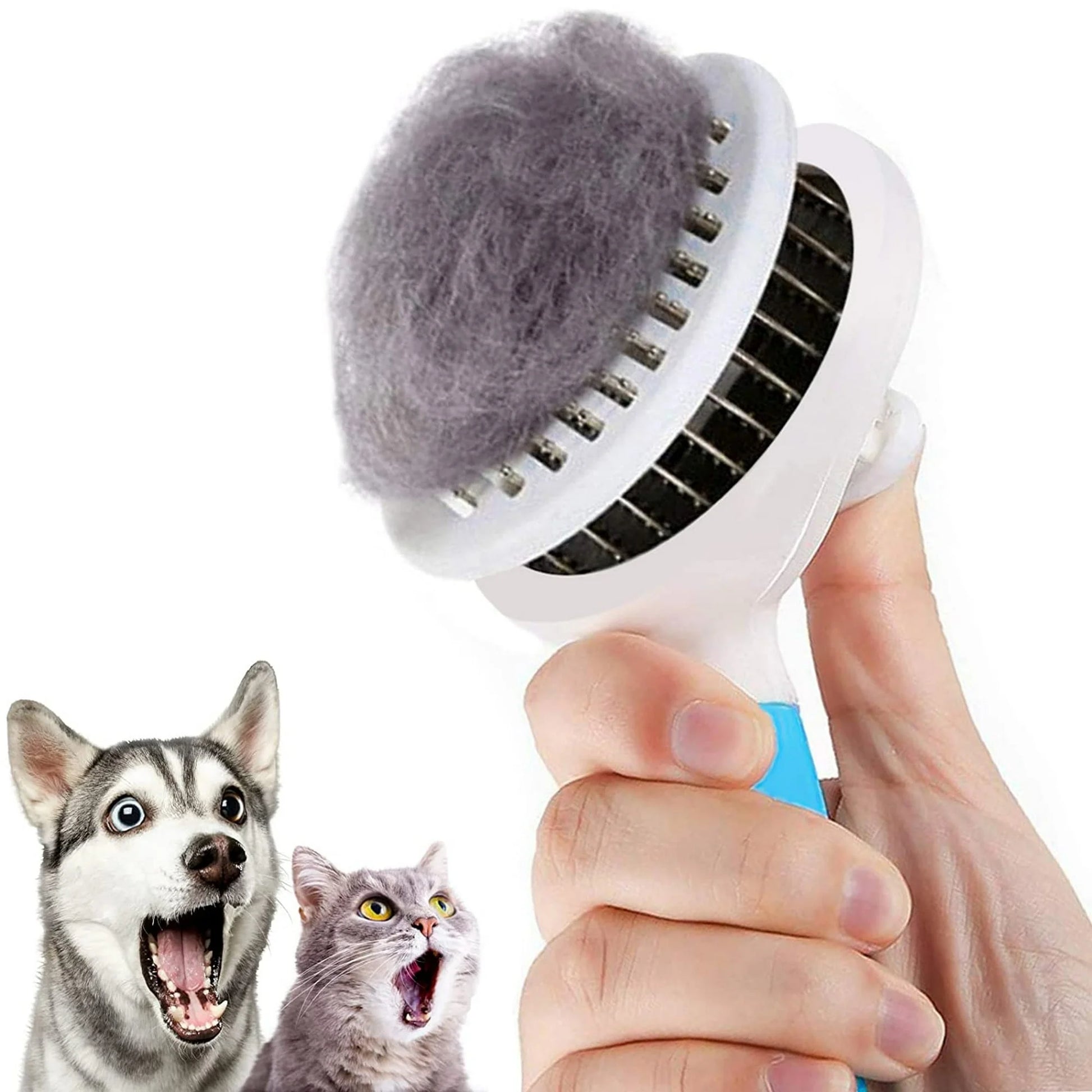 Self-Cleaning Deshedding Tool for Cats and Dogs - Effective Undercoat, Mat, Knot, and Flake Removal for All Hair Lengths