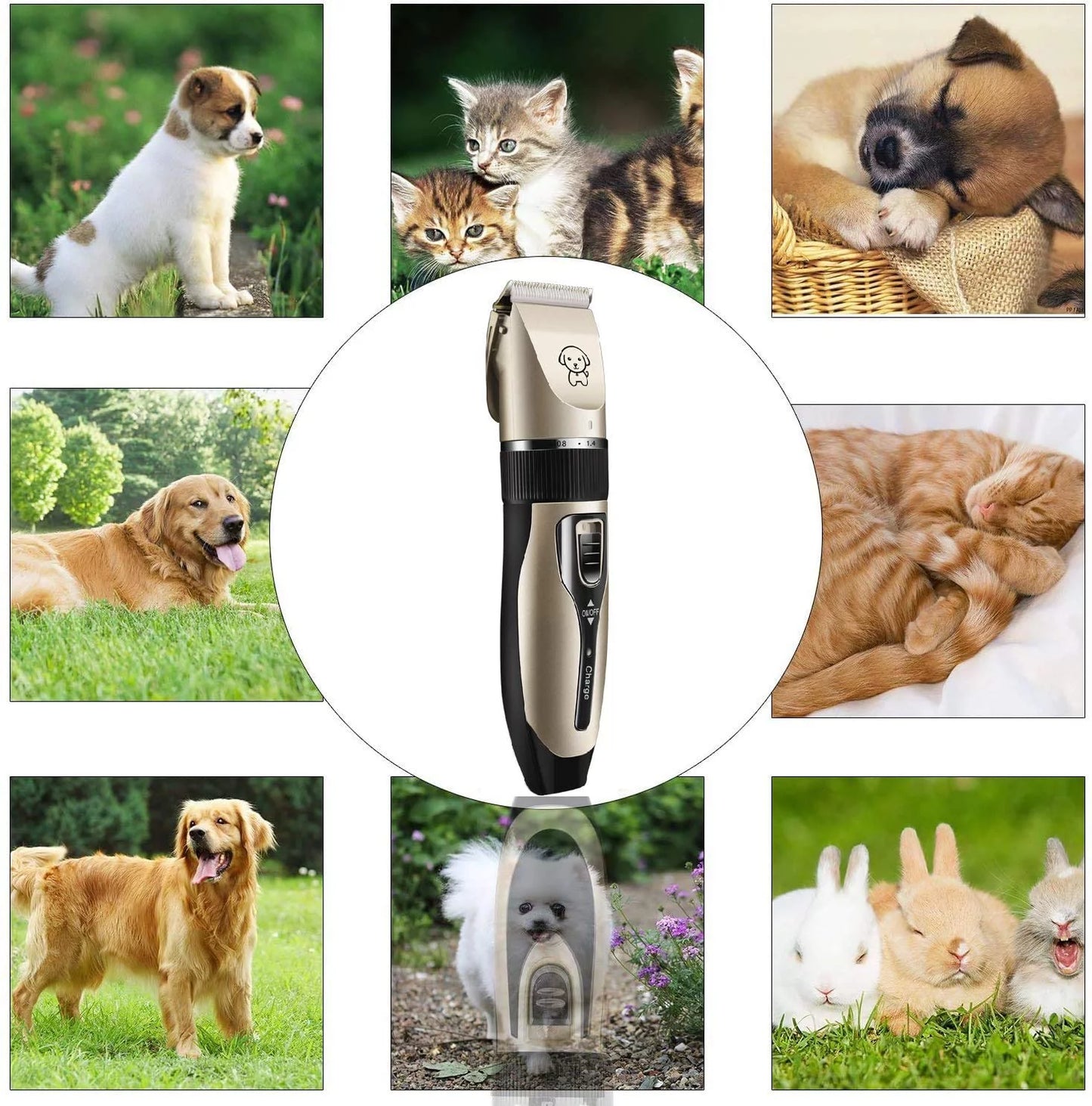Rechargeable Cordless Pet Grooming Clippers with Low Noise Technology and Scissor Comb for Dogs and Cats
