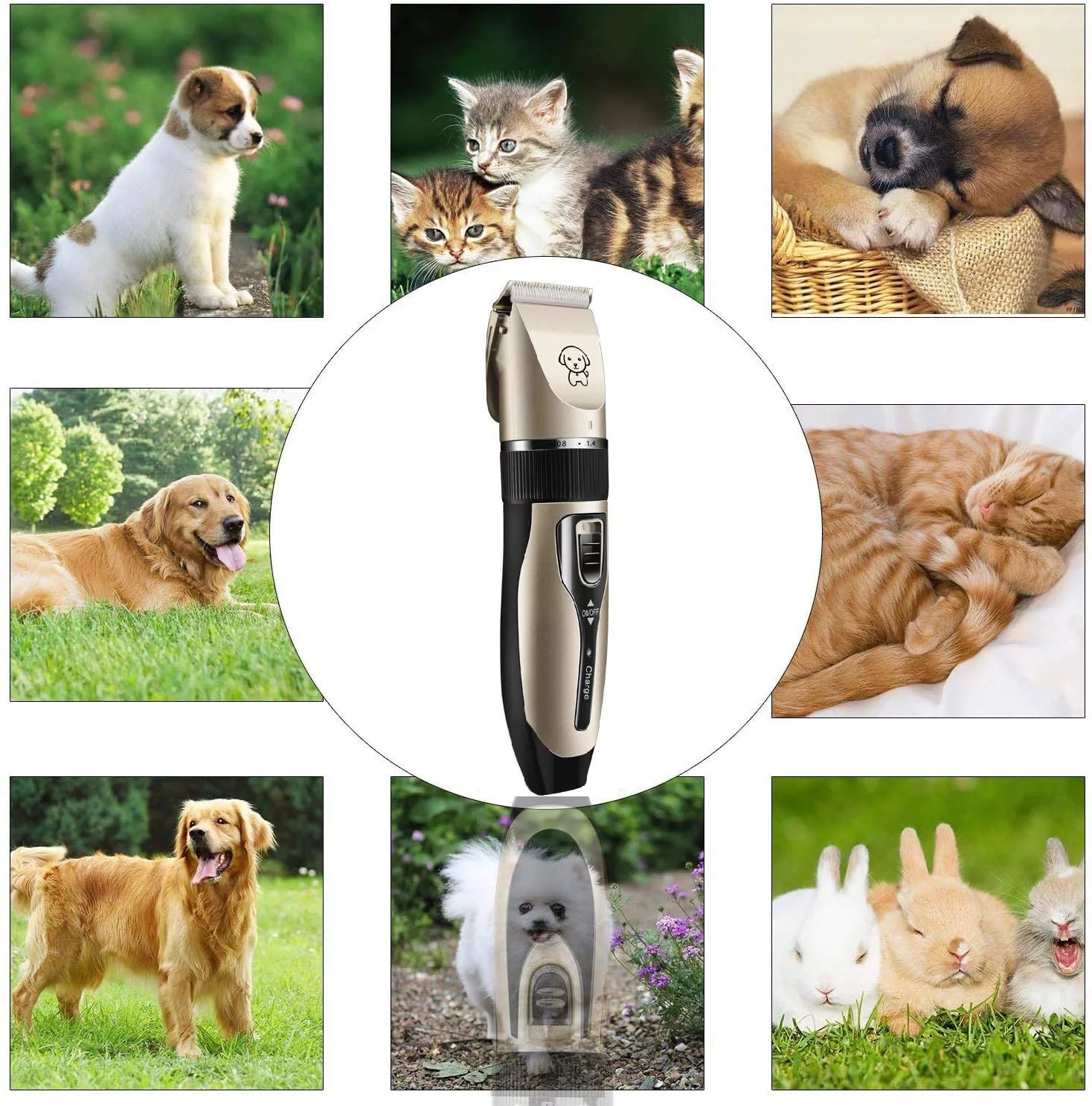 Rechargeable Cordless Pet Grooming Clippers with Low Noise Technology and Scissor Comb for Dogs and Cats