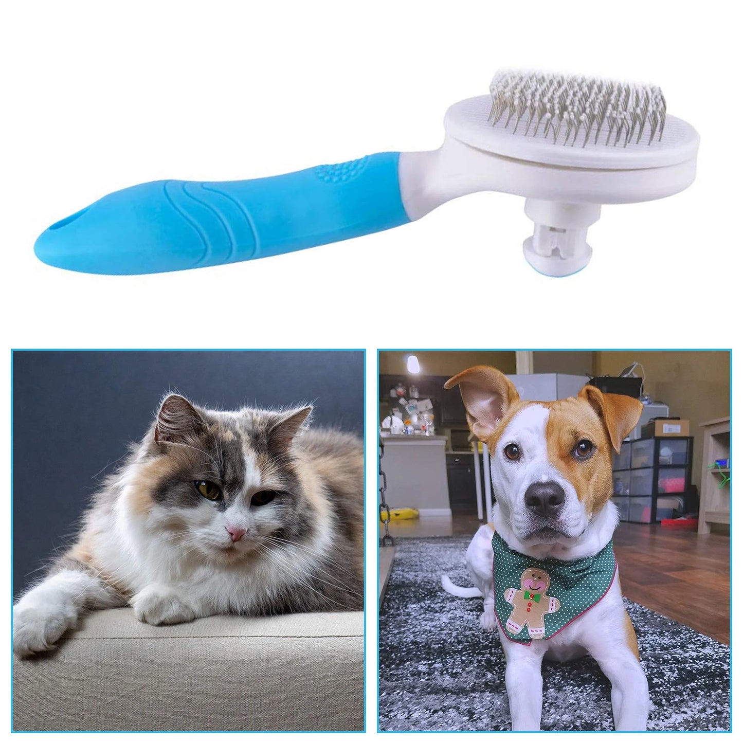 Self-Cleaning Deshedding Tool for Cats and Dogs - Effective Undercoat, Mat, Knot, and Flake Removal for All Hair Lengths
