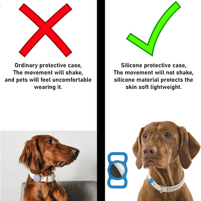 Dog Collar Holder Perfect for a Finder - Protective Finder Case for Dog and Pet Collars, Backpacks, Lightweight Soft Silicone Air Tag Holder for Collars (Red)