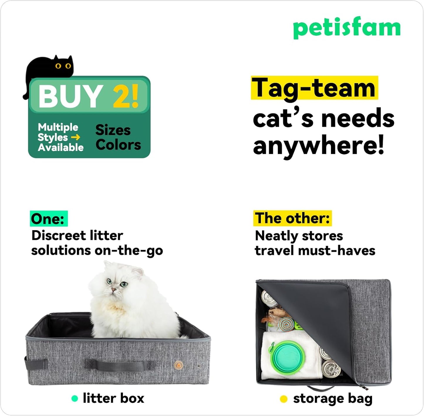 Portable Cat Travel Litter Box - Leak-Proof, Odor-Free, and Convenient for Road Trips and Travel by Car or Airplane