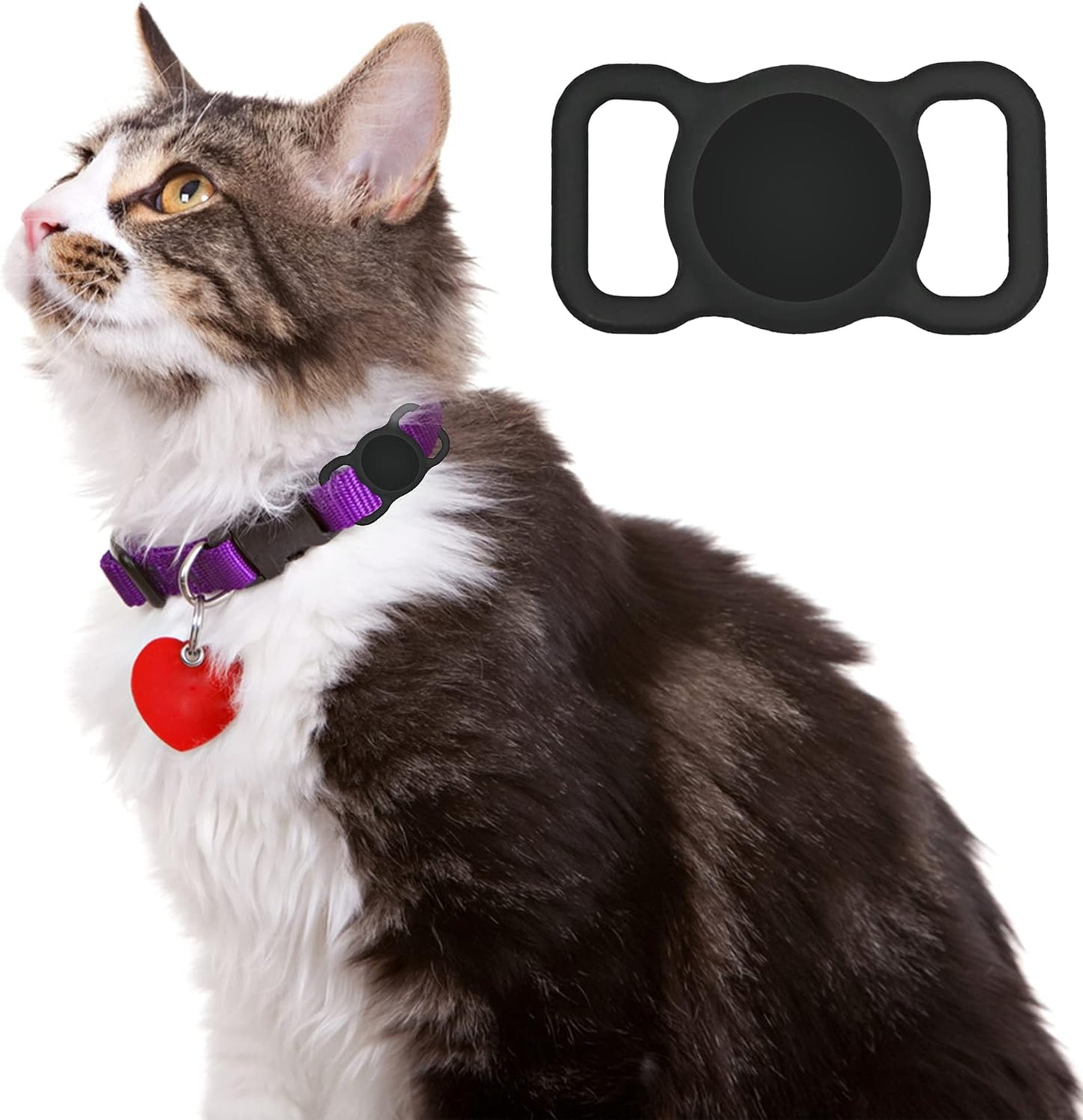 Dog Collar Holder Perfect for a Finder - Protective Finder Case for Dog and Pet Collars, Backpacks, Lightweight Soft Silicone Air Tag Holder for Collars (Red)