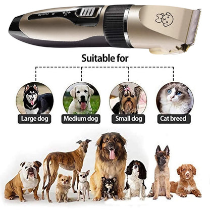 Rechargeable Cordless Pet Grooming Clippers with Low Noise Technology and Scissor Comb for Dogs and Cats